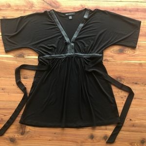 Haut Femme Manches Courtes INC International Concepts Noir/beige - Taille L, Neuf Avec étiquettes, Polyester/élasthanne